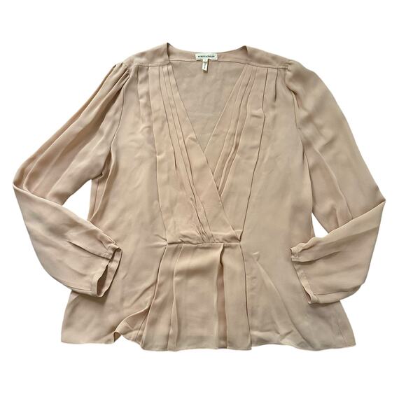 Rebecca Taylor light pink silk long sleeve v-neck top size 12 - Picture 13 of 14